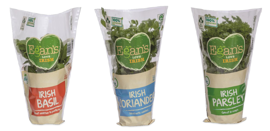 Fresh herb pots with recyclable and compostable packaging