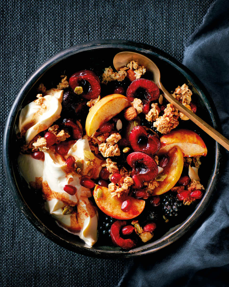 Grilled Apple and Berry Granola Compote